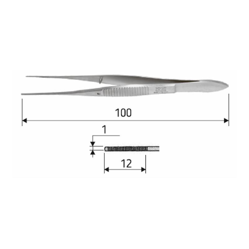 Пінцет очний Graefe, 10 см, прямий анатомічний, J-50-2040.